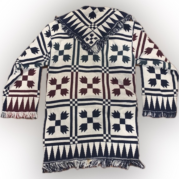 90s Tapestry Blanket Chore Coat Cardigan – Country Western | M - Picture 3 of 8